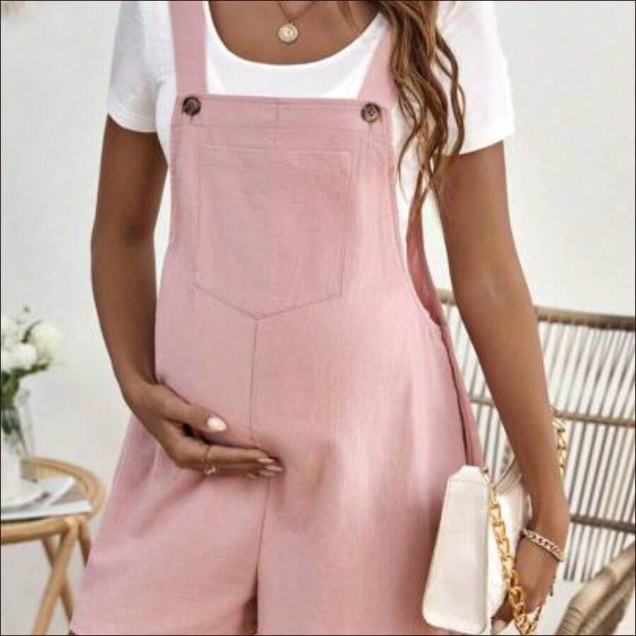 WNS Lyckli Maternidad Mono overol con parche con bolsillo sin camiseta - Rosa Pálido - Ver 1