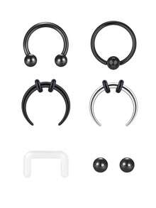 5PCS Septum Rings 16G Septum Jewelry Stainless Steel Septum Piercings Horseshoe Helix Lip Rings Nose Hoop Hinged Seamless - Multicolor - View 5