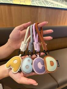 1pc PU Leather 3D Letter A-Z Keychain Pendant, Women's Fashion Bag Backpack Charm With Round Ring Buckle - Suitable For Valentine's Day Gift Or Decoration - Multicolor - View 3