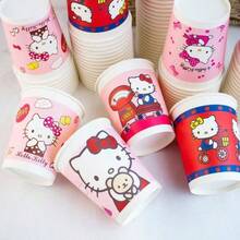SANRIO Vasos de agua desechables lindos, diseño de 3 capas, patrón aleatorio, 10/25/50 piezas, vasos de papel grueso adecuados para el hogar y la oficina - Multicolor - Ver 3
