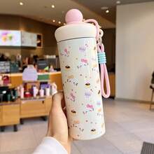1pc Stainless Steel Portable Straw Cup,High Beauty Float Creative Water Cup, Large Capacity Cup,Portable Rope Straw Cup,Cute Animal Float Walking Cup, Cartoon Coffee Cup,Creative Gift Cup With Rope,Suitable For Home, School And Daily Use - Multicolor - View 17