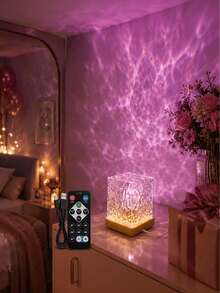 1pc [Room Decor Light] USB Powered Square Water Ripple Night Light, Suitable For Bedroom, Home Decor, Party Atmosphere, Gift Occasions - Multicolor - View 2