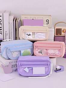 Novo Estojo de Lápis de Grande Capacidade Criativo, Organizador de Mesa Multifuncional, Caixa de Artigos de Papelaria, Adequado para Meninos e Meninas, Estudos e Primeiro Dia de Aula - Multicolorido - Visão 4