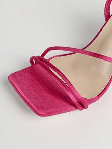 Women's Rose Red Square Toe Stiletto High Heel Sandals, Open Toe Sexy Party Fashion Minimalist Comfortable High Heels, Easy To Wear, Height Enhancing And Leg-Lengthening Women's Sandals, Size Runs Small - Hot Pink - View 5
