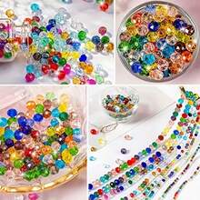 50pcs Crystal Ball Beads Multi-Faceted Glass Loose Beads Handmade Beading DIY Bracelet Necklace Phone Chain Rhombus Cut Beads Accessories - Multicolor - View 1
