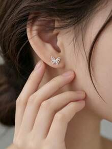 eTel LiKe Cute Insect Mini Butterfly Earrings - Fashionable Summer Series, Inlaid Colorful Cubic Zirconia - Multicolor - View 5