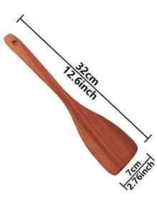 1/2pcs Wooden Spatula Set, Wooden Kitchen Utensils For Cooking, Suitable For Frying Eggs, Steak And Stir-Frying, Compatible With Non-Stick Cookware - Orange - View 6