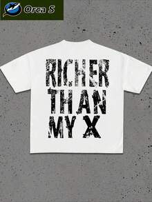 T-Shirt Da Uomo Y2K 2026, "Richer Than My X", Elementi Di Poster TV, Sport All'aria Aperta, Moda Street Moderna, T-Shirt Da Uomo Alla Moda E Morbide Realizzate In 100% Cotone, Re - 白色 - 查看 3