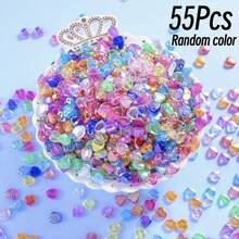 35/55/88/100/200Pcs Colorful Heart-Shaped Acrylic Beads Transparent Colorful Heart Beads For Jewelry Making DIY Craft Materials Random Colors - Multicolor - View 22