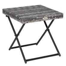 Garden Table, Polyrattan, Folding Coffee Table, Metal Frame, Grey, 40x40x40cm - Gray - View 1