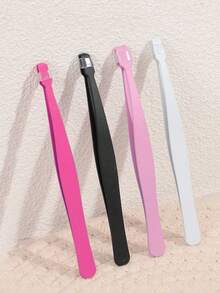 5/3/1pc Eyelash Tweezers - Flat Head Eyelash Tweezers. Professional Eyelash Tweezers, Dedicated Eyelash Tool For Lower Lashes, Suitable For Beginners, High Precision, Portable, Suitable For Outdoor Use, Eyelash Auxiliary Tool, Suitable For Artificial, Beauty Salon Use, Back To School Season (5/3/1pc) - Baby Pink - View 5