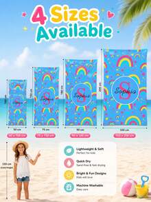 Personalisiertes Kinder-Strandtuch mit anpassbarem Namen, perfektes Geburtstagsgeschenk für den Sommer, geeignet für verschiedene Sommeranlässe. Strandtuch und Zubehör, anwendbar für Strand, Schwimmbad, Reisen, Camping, Yoga und andere Szenen. - Verschiedenfarbig - Übersicht 3