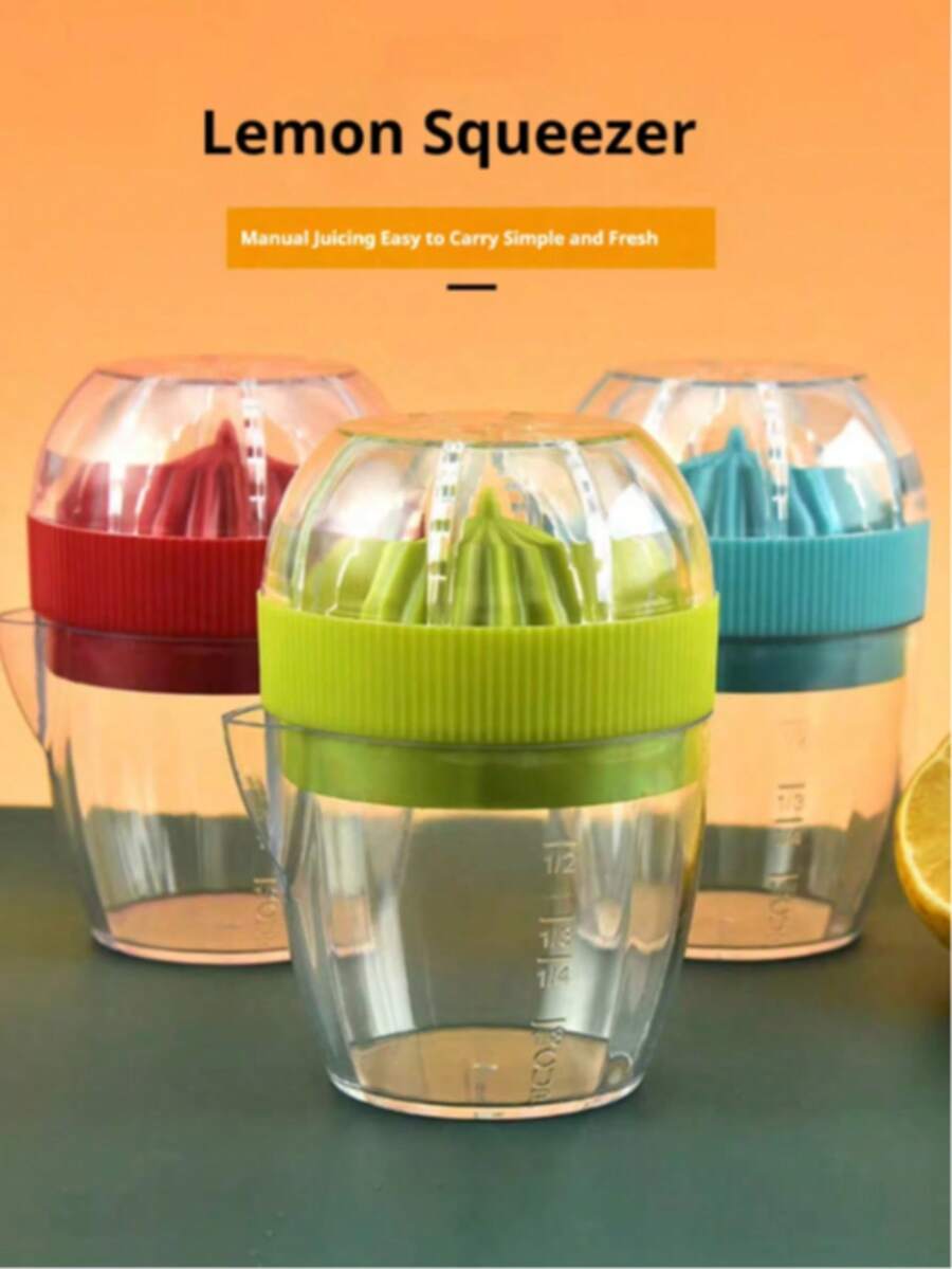 Small Manual Juicer, Multiple Color Options, Citrus Juicer With Built-In Strainer, Portable Plastic Fruit Juicer, Suitable For Lemon, Orange And Lime, 3.15 Inch Compact Kitchen Tool, Kitchen Outdoor
