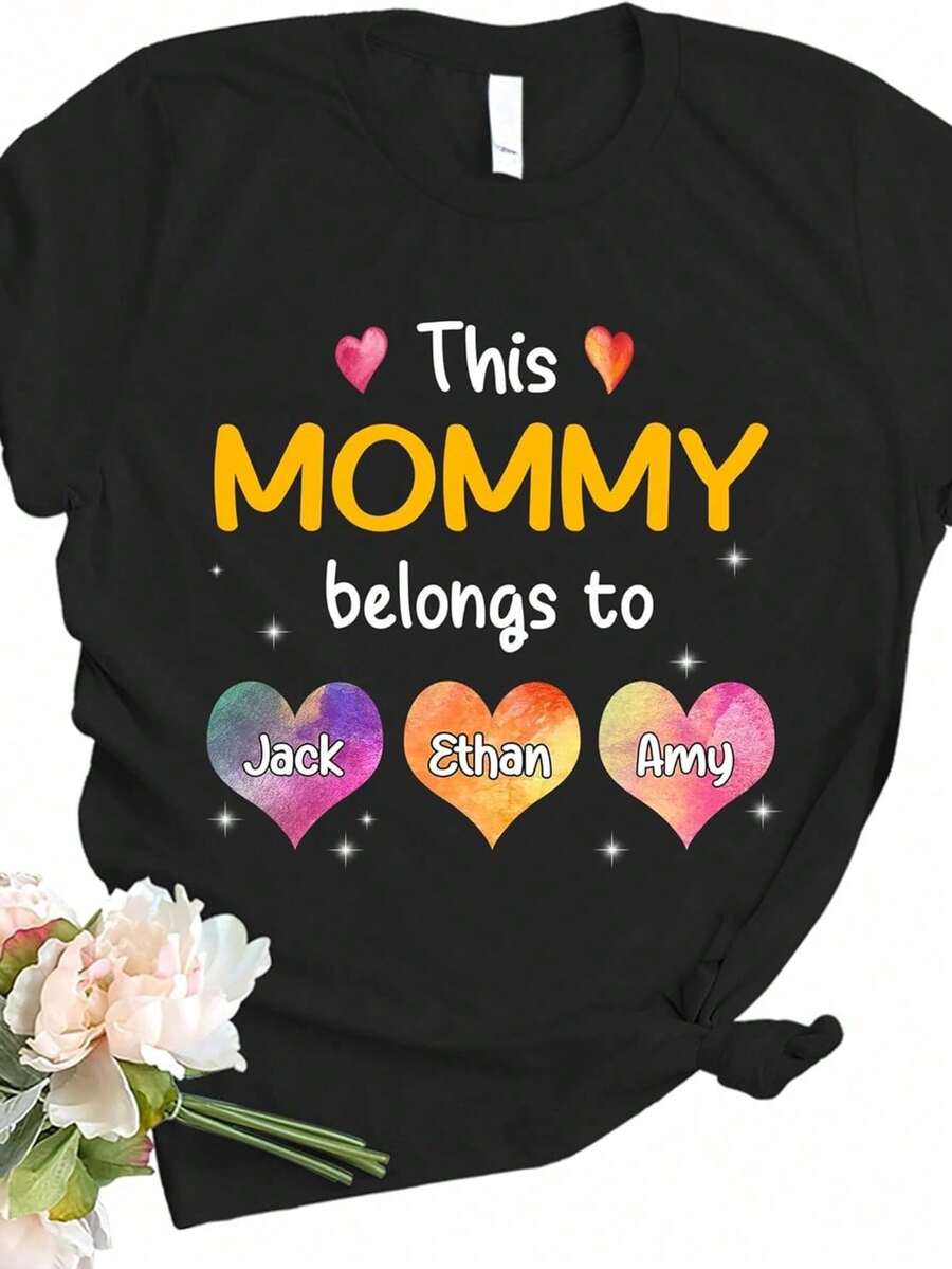 Regalo Personalizzato 2026 Per Mamma, Nonna, Nipoti Con Cuori – Maglietta Per La Nonna, Maglietta Per La Mamma, Magliette Per La Nonna Da Donna - 後七 - 查看 1