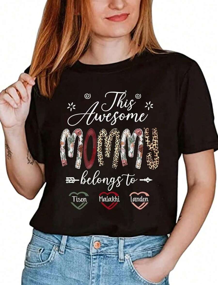 Regalo Personalizzato 2026 Per Mamma, Nonna, Nipoti Con Cuori – Maglietta Per La Nonna, Maglietta Per La Mamma, Magliette Per La Nonna Da Donna - 後8 - 查看 1