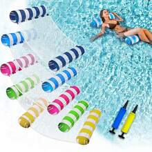 1pc Adult PVC Inflatable Floating Lounge Chair, Suitable For Swimming Pool And Beach, Portable, No Power Required, Comfortable , Lightweight, Relaxing, Quick Inflation, Designed For Adults. Thickened PVC Pool Floating Bed, Suitable For Home Pool Water Play, Beach Vacation - Twin-tube Striped Floating Bed - View 8
