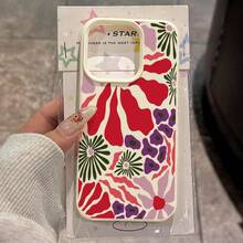 1 pieza Funda de teléfono de material TPU con patrón de collage de primavera curativo suave compatible con iPhone 17 Pro Max/17/16 Pro Max/15/13/12/11/ S20 FE/A15/S24/A55/ Note 11/Note 12/Note 13 Pro Cobertura completa a prueba de golpes Funda protectora suave - Blanco - Ver 2