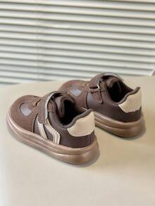 1 Pair Unisex Kids Vintage Hook & Loop Training Shoes, Spring/Autumn New Soft Sole Non-Slip Casual Shoes - Brown - View 4