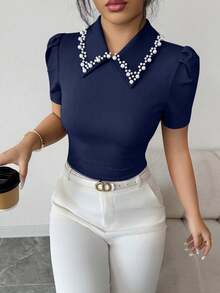Vestido Casual Elegante para Mujer de , Ideal para Escapadas de Fin de Semana, Día de la Independencia, Día del Trabajo, Día de Colonia, Día de Acción de Gracias, - Azul marino - Ver 1