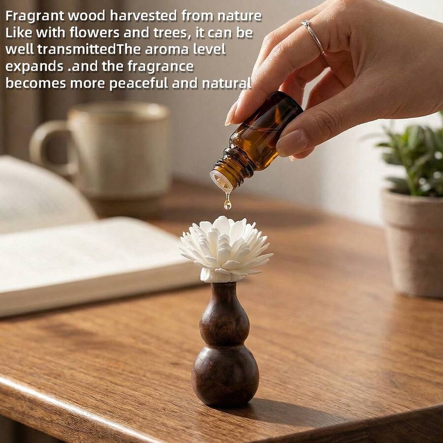 Solid Wood Gourd Ornament, Black Walnut Car Dashboard Decoration, Wooden Handicraft, Essential Oil Diffuser, Creative Flower Vase Base - Multicolor - View 1