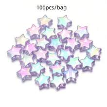 100pcs AB Plated Acrylic Pentagram Straight Hole Beads, Colorful Cute Loose Beads For DIY Bracelet, Necklace, Jewelry Making Accessories - Five-pointed Star Bead - View 11