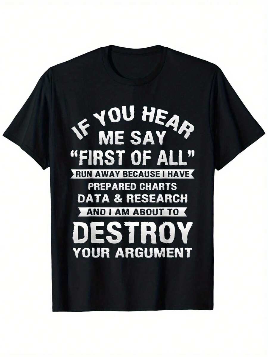 En primer lugar, la divertida camiseta del equipo de debate satírico universitario, de estilo holgado, nueva camiseta unisex de manga corta, casual y cómoda,% algodón, tallas S-. - Negro - Ver 1