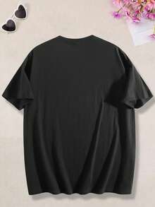 Fashionable Short-Sleeved T-Shirt For Ladies, Cute Little Bear Cool GIRL Letter Print Casual Loose-Fitting Women's 100% Pure Cotton Top, Women's Clothing - Black - View 2