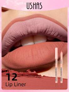 Delineador de labios mate e impermeable USHAS, 8 colores, fórmula amigable con la piel, color de larga duración, delinea y rellena los labios - #12 Melocotón Nude - Ver 9