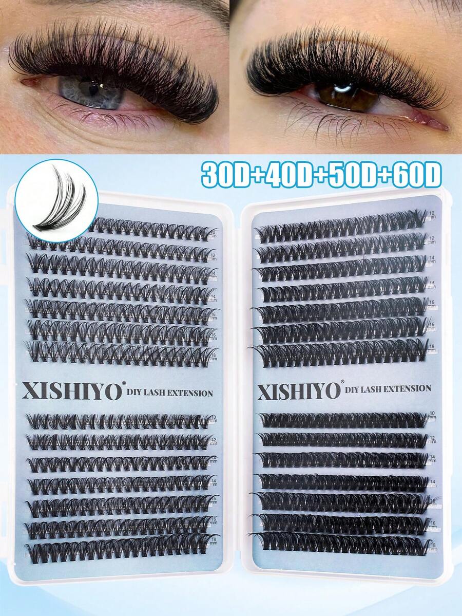 560pcs Cluster Lash Set -- 30D + 40D + 50D + 60D, Curl 10-18mm, Mixed Length, Natural Fluffy Volume, DIY Assemblable And Reusable Faux Mink Lash Extensions, Feather-Light And Hypoallergenic (Suitable For Beginners), Applicable For Wedding/Party/Daily Wear Lash Clusters, Eyelash Clusters, Individual Lashes, Eyelashes, False Eyelashes