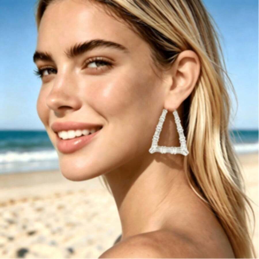 Transparent Resin Exaggerated Geometric Earrings For Women, Statement Ear Jewelry - A6011 - 查看 1