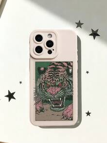 Funda de teléfono de silicona líquida con rayas de tigre rosa estilo Ukiyo-E japonés, protección completa del Body, a prueba de golpes y caídas, carcasa de goma suave TPU compatible con iPhone - Multicolor - Ver 3