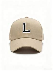 1 Piece Kids Khaki Baseball Cap With Nude Chenille Letter E Patch, Sun Protection Adjustable Hat For Spring & Summer, Ideal For Hiking, Camping, Outdoor Sports, Streetwear & Family Trips, Fits Ages 8-16Y - Khaki - View 7