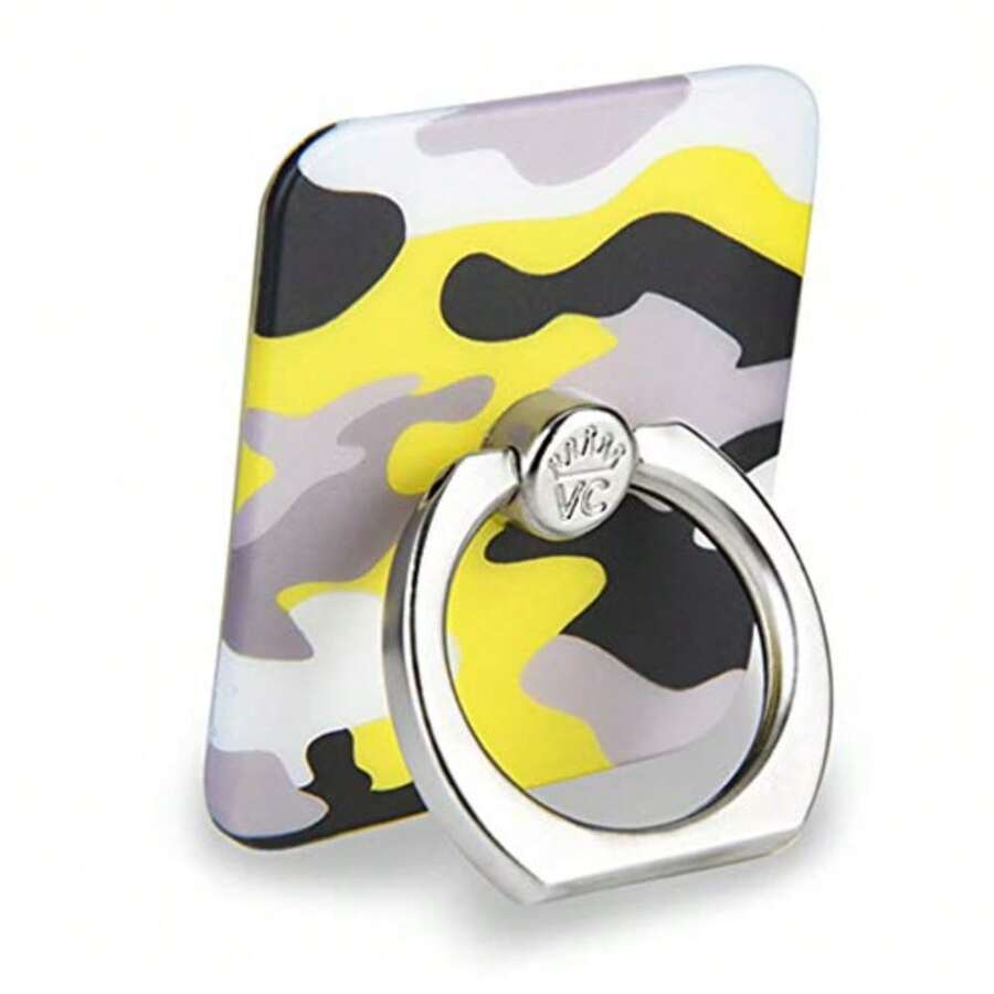 Terciopelo Caviar - Soporte para teléfono celular, anillo para dedo y soporte, mejora el agarre del teléfono, compatible con iPhone, Galaxy y la mayoría de las fundas excepto silicona/piel,color - Amarillo (Yellow Camo) - Ver 1