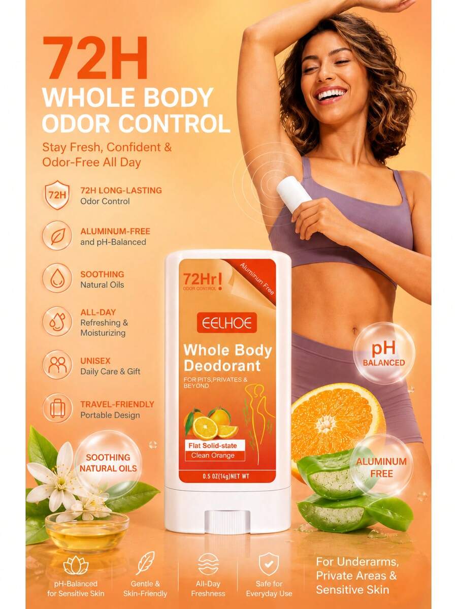 EELHOE Whole Body Deodorant – 72H Long-Lasting Odor Control, Aluminum-Free & PH-Balanced With Soothing Natural Oils, All-Day Refreshing & Moisturizing For Underarms, Private Areas & Sensitive Skin, Travel-Friendly Portable Design, Unisex Daily Care & Gift - Whole Body Deodorant - 查看 1