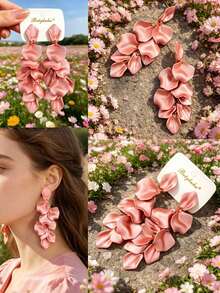 Betykuku 1對花瓣吊墜巴洛克風耳環 - 粉紅色 - 查看 3