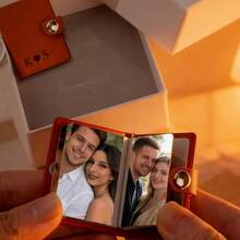 1pc Premium Leather Mini Photo Album Keychain, 2-Inch 20-Slot Small Photo Album, Portable Photo Card Holder Keychain, Cute Scrapbook Gift For Couples/Friends/Family, Valentine's Day, Birthday, Anniversary, Brown - A - View 9