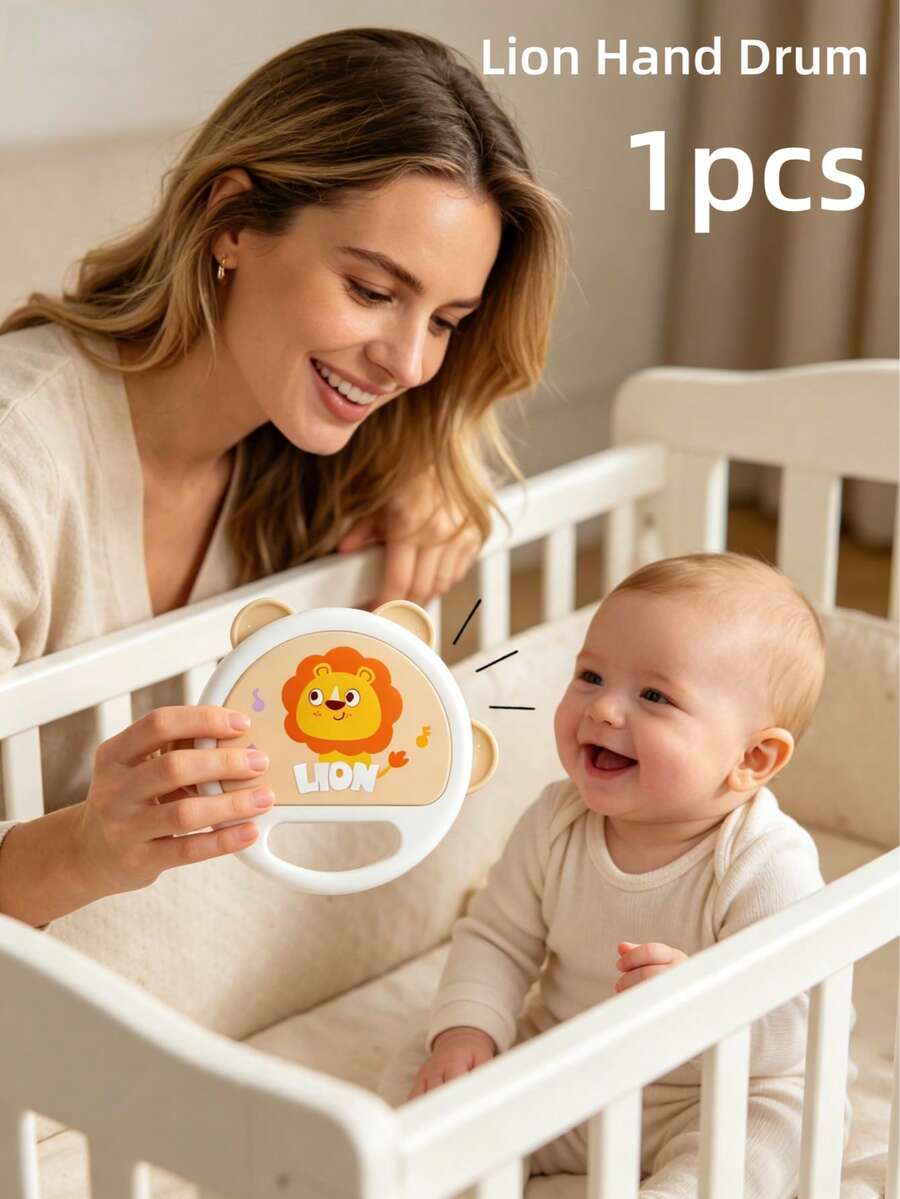 Đồ chơi trống tay hình sư tử, nhạc cụ trống và bộ gõ cho trẻ em, hữu ích cho việc học tập của trẻ. - Trống tay sư tử - Xem 1