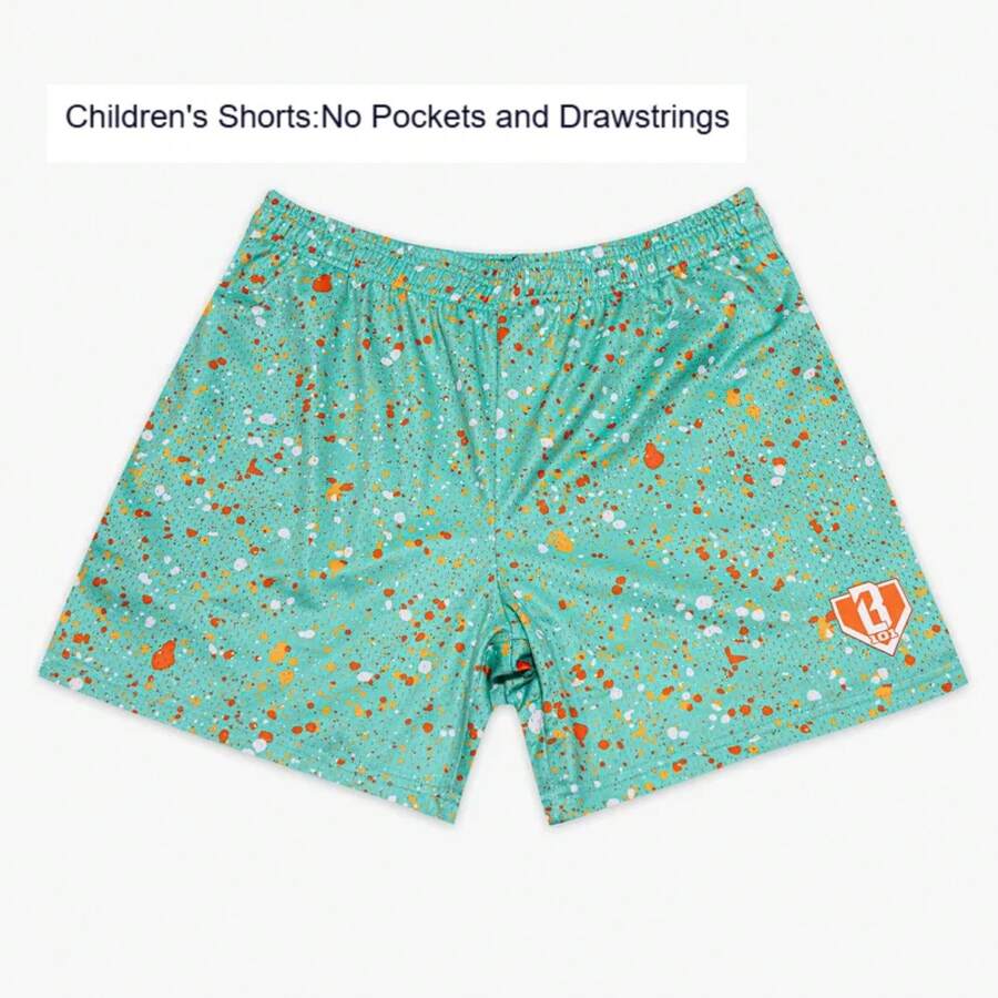 New Summer # 101 #   Baseball Lifestyle Multicolor Splash Ink Print Quick-Drying Fashion Loose Sports Beach Shorts Kids - CDK5206 - 查看 1