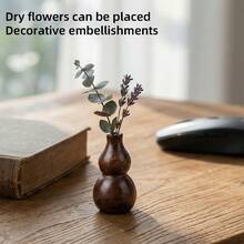 Solid Wood Gourd Ornament, Black Walnut Car Dashboard Decoration, Wooden Handicraft, Essential Oil Diffuser, Creative Flower Vase Base - Multicolor - View 3