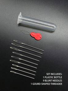 9件大孔針，5mm/6mm/7mm各3件，附葫蘆形穿線器，針織、縫紉、隱線、鉤針手縫工具，適用於節日DIY手工藝與手工禮品製作 - 縫紉針 - 查看 2