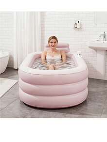 Freestanding Bathtub, Inflatable Bathtub, Bath Ball (Random Color) Combo Set, Perfect For Bathroom Bathing, After-Work Relaxation, Gym Ice Bath Tub, Durable PVC Material, Foldable Storage, 2 Size Options, Free Bath Ball, Suitable For Small Bathrooms, Summer Bathing Pool - A - View 3