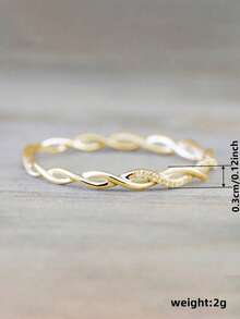 1 buah Cincin Wanita Elegan dengan Batu Zirkonia Kubik, Cocok Sebagai Hadiah Perhiasan untuk Pernikahan dan Pertunangan - Yellow Gold - View 5