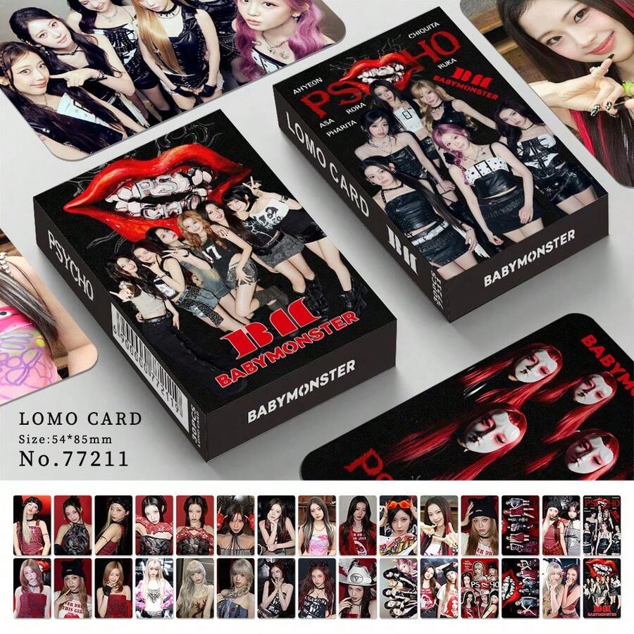 30張 BABYMSTE-PSYCHO 照片卡,高品質 Lomo 卡,K-Pop 周邊商品,適合 MONSTIEZ 粉絲的禮物與裝飾 - 彩色 - 查看 1