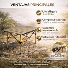 Mesa Plegable Camping Enrollable 120 * 56cm Plegable Playa De Portátil Mesa De Camping Plegable Pequeña Adecuado para Exteriores Playa Picnic Barbacoa Pesca con Bolsa de Transporte. - como en la imagen - Ver 7