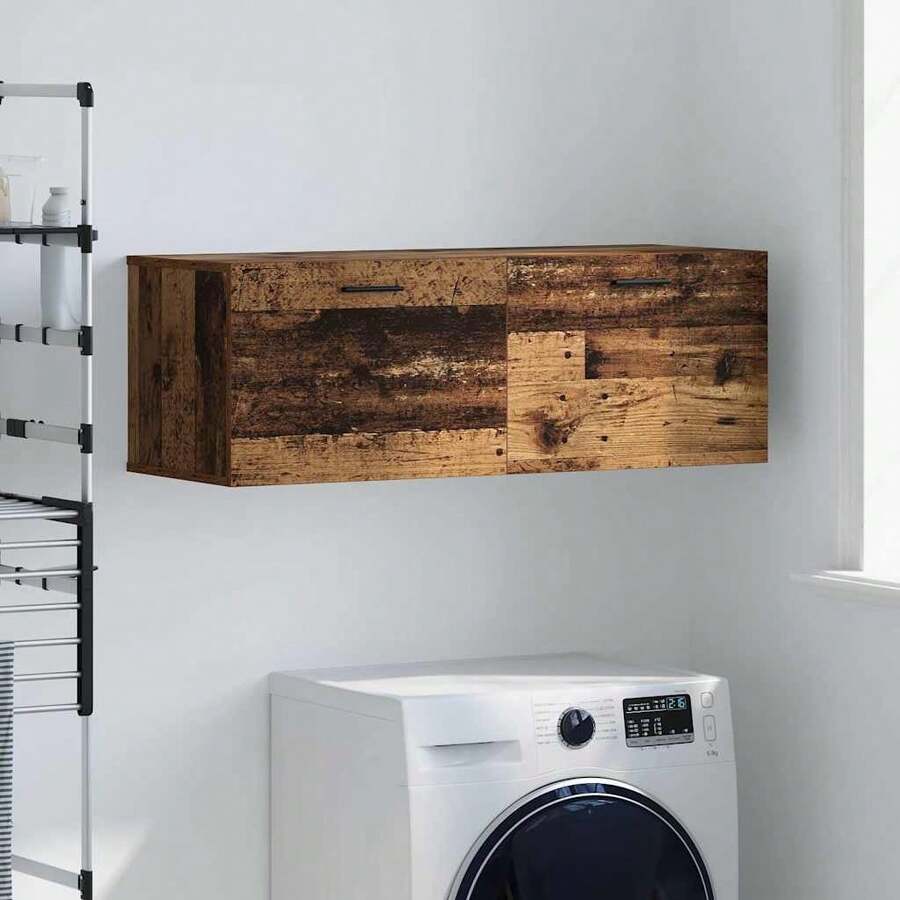 Mobiletto a muro  in legno anticato 100 x 36,5 x 35 cm - Marron - Visualizzare 1