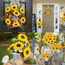 1PC Artificial Sunflower Bouquet, Yellow Fake Flowers,Vintage Faux Silk Sunflowers, Long Stem Artificial Flower Bouquet For Home Decor, DIY Wedding Decor, Garden Outdoor Party Festival Gift Decor, Valentine's Day, Birthday Gift, Graduation Gift, Etc. - Yellow - View 10