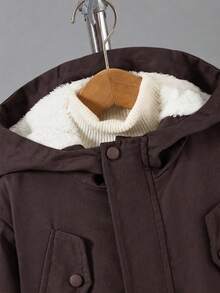 Teen Boys Casual Fashionable Thermal Lined Hooded Jacket, Autumn/Winter - Brown - View 3