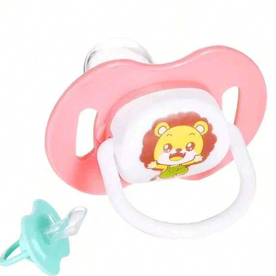 Silicone Pacifier For Newborn Babies, Teething Chew Toy, Flat Pacifier To Relieve Teething Discomfort. - Flat Pink - View 1