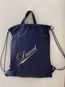 2026 Niche Korean Style New Fashion Drawstring Backpack Large Capacity Nylon Cinch Bag Gym Bag Versatile - Blue - View 5