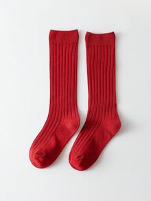 1 Pair Casual Versatile Calf Socks For Big Kids - Red - View 4